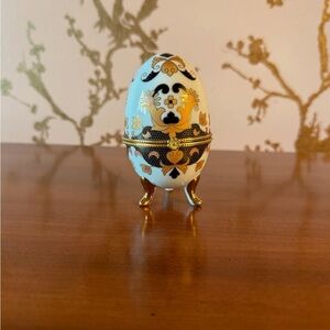 Porcelain Gold and Black Decorative Egg